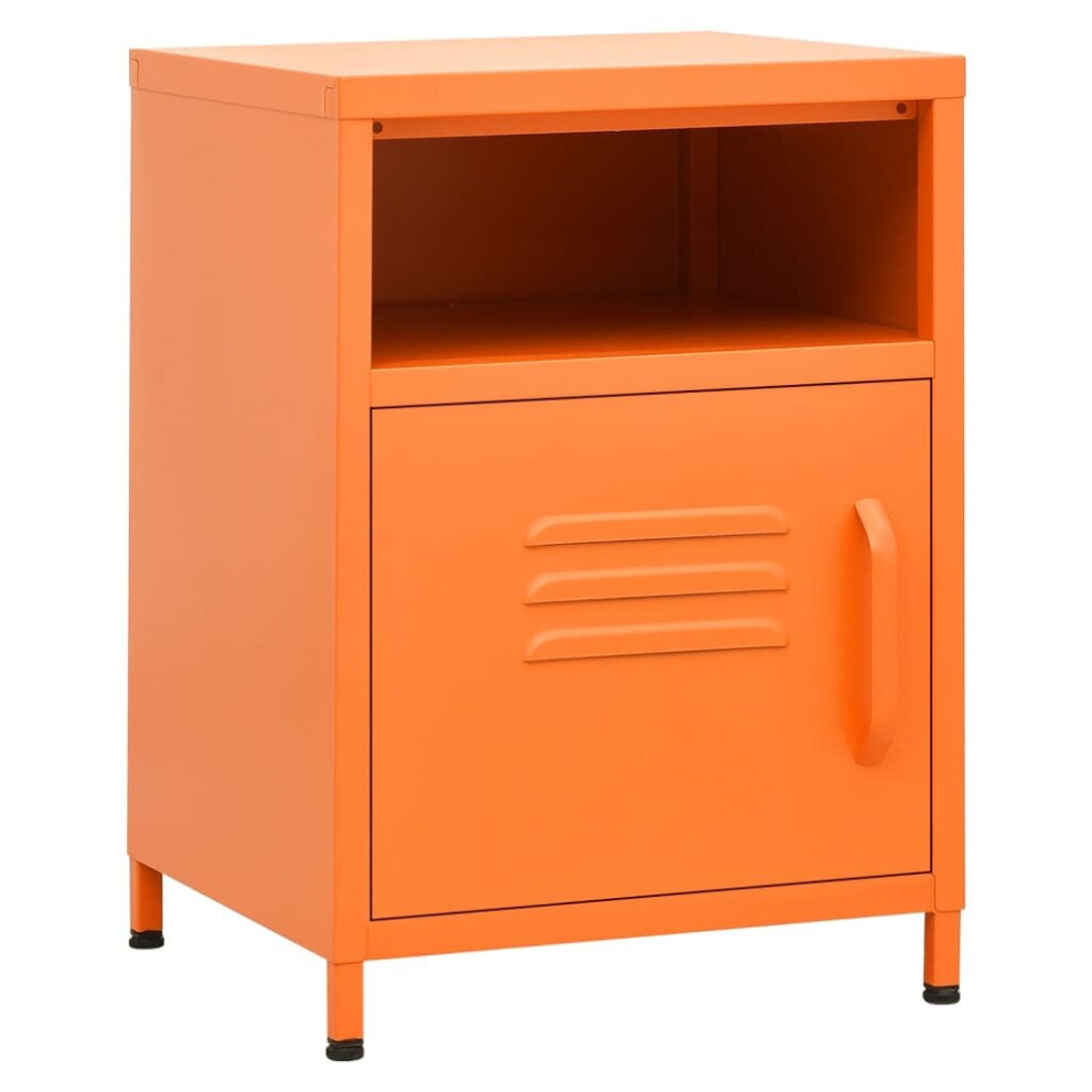 vidaXL Nightstand Orange Steel Home Bedroom Bedside Bed Side Storage Cabinet