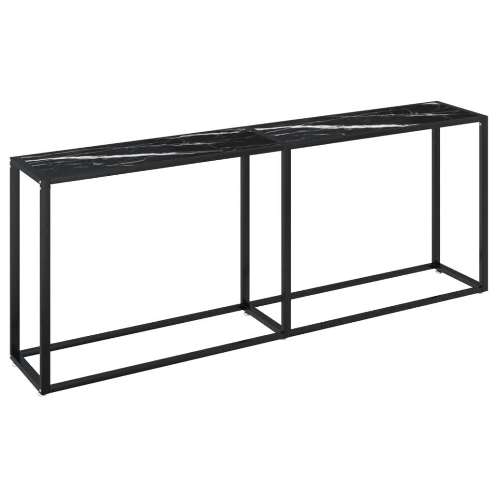 vidaXL Console Table Black Marble Tempered Glass Home End Hall Porch Table