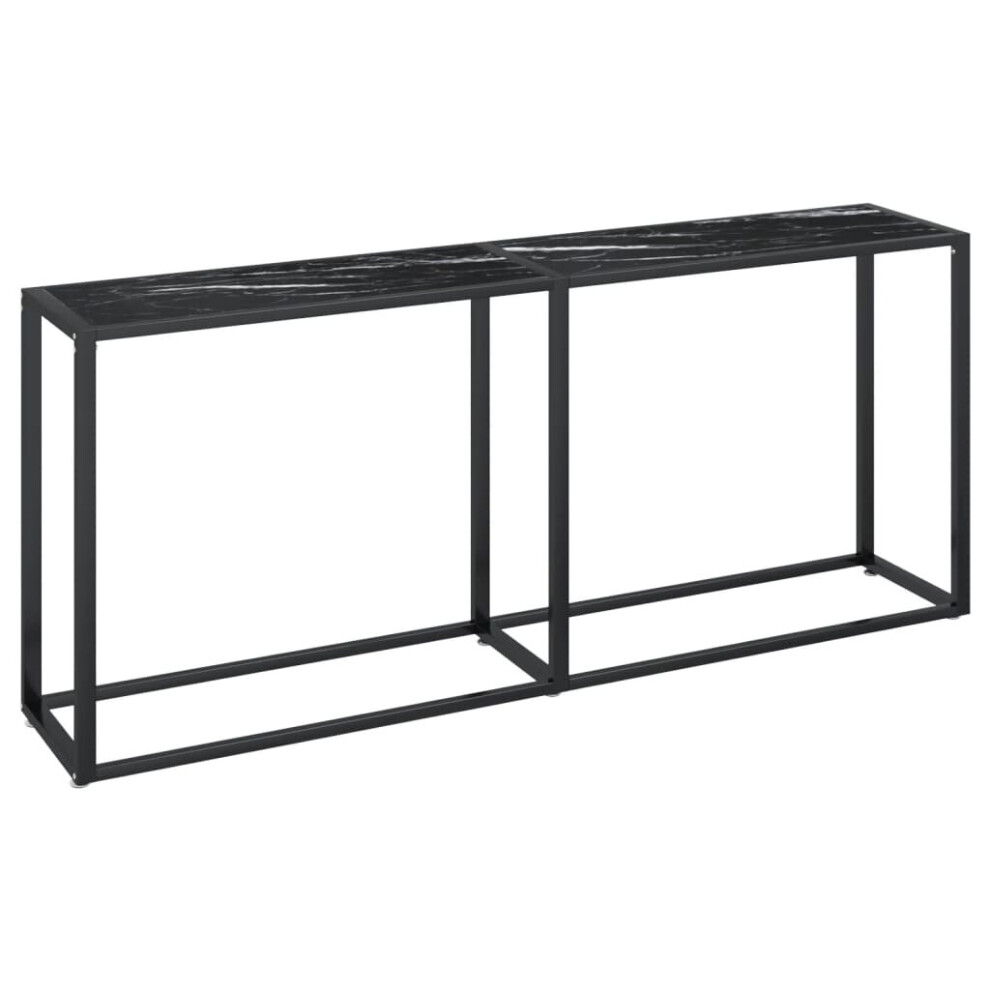 vidaXL Console Table Black Marble Tempered Glass Home End Hall Porch Table