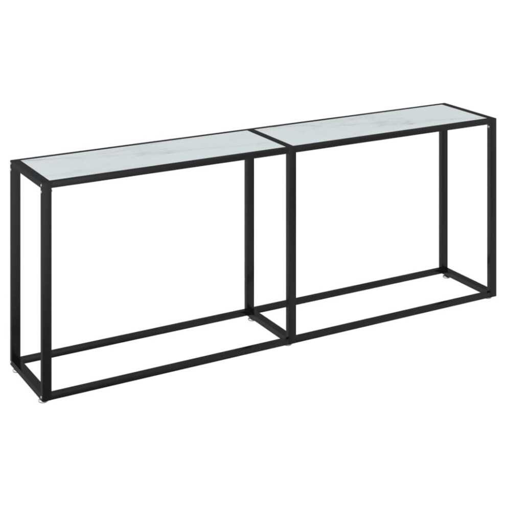 vidaXL Console Table White Marble Tempered Glass Home End Hall Porch Table
