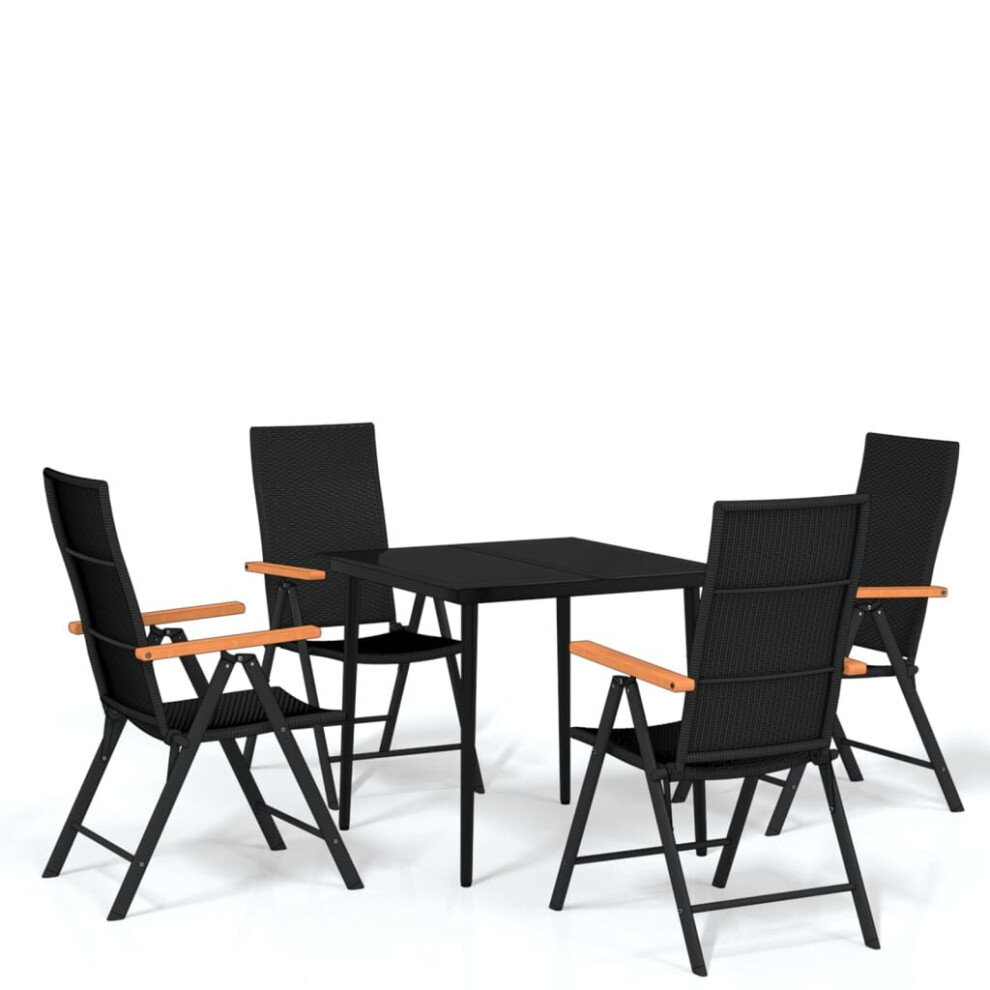 Vidaxl Black Garden Dining Set 5 Piece Patio Outdoor Table And Chair Furniture