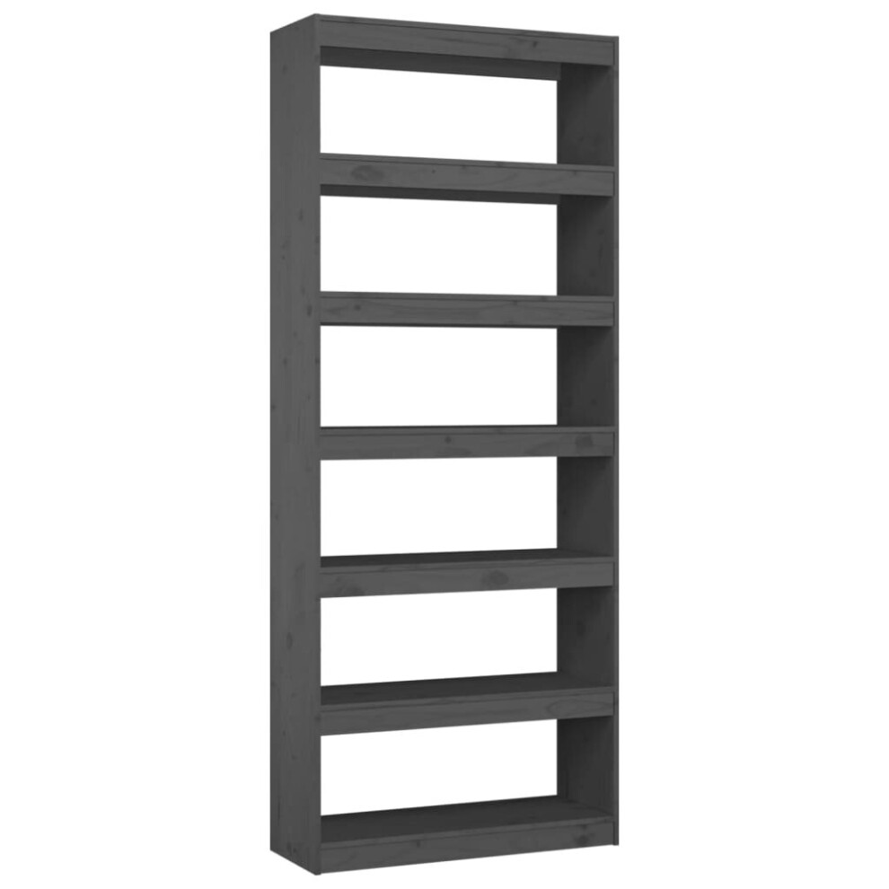 vidaXL Solid Wood Pine Book Cabinet/Room Divider Grey Wooden Bookcase Shelf