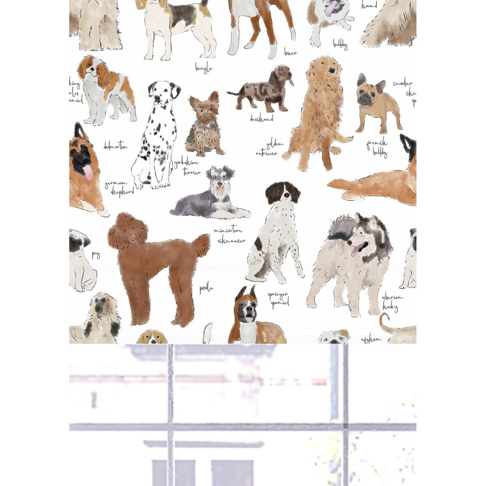 (120 cm Width x 140 cm Drop, Multicolour) Listercartwright Dog Breeds Blackout Roller Blinds Windows Blind Easy Fit Child Safety Included