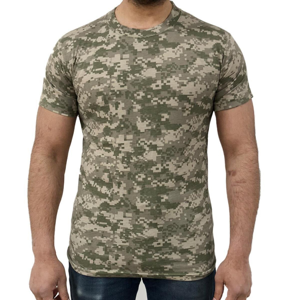 (Digtal Desert, 2XL) Mens Digital Camouflage Military Camo Shirt Top