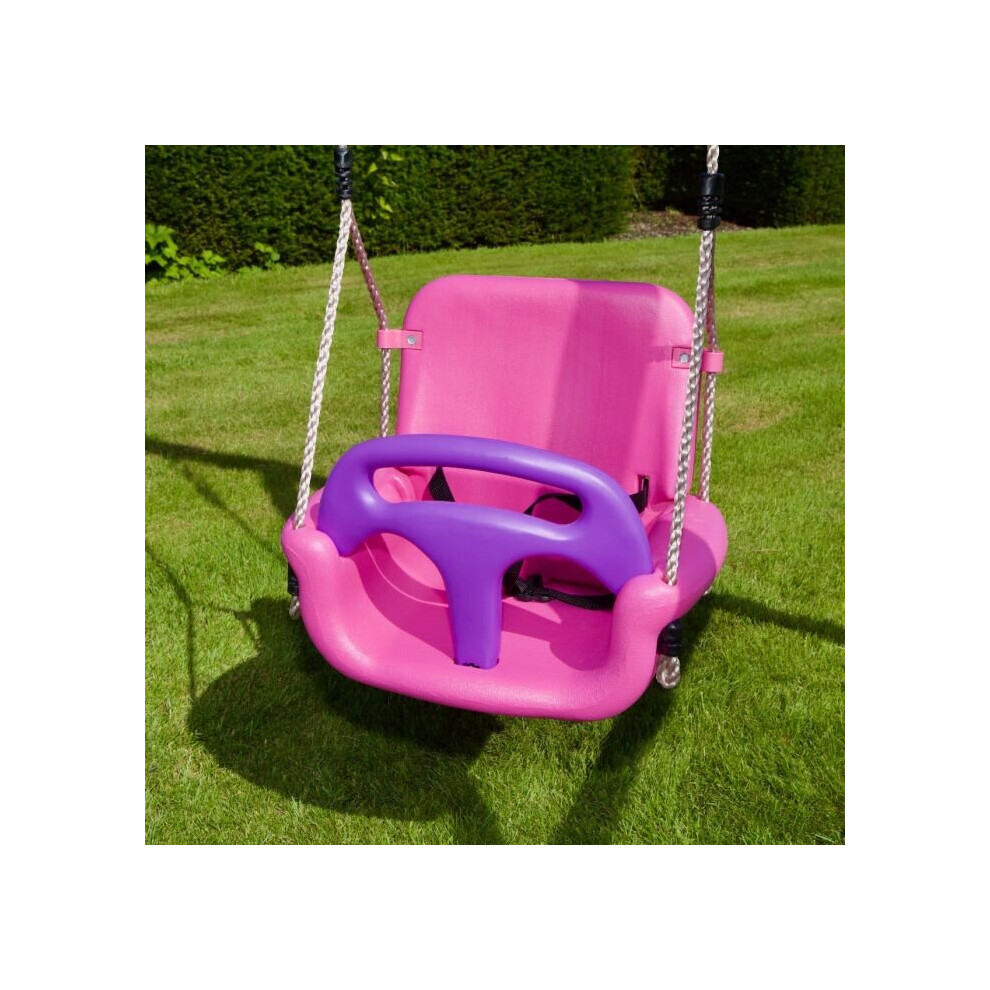 (Pink) Rebo 3 in 1 Baby Toddler Children's Growable Swing Seat - Perfect for Swing Sets and Climbing Frames