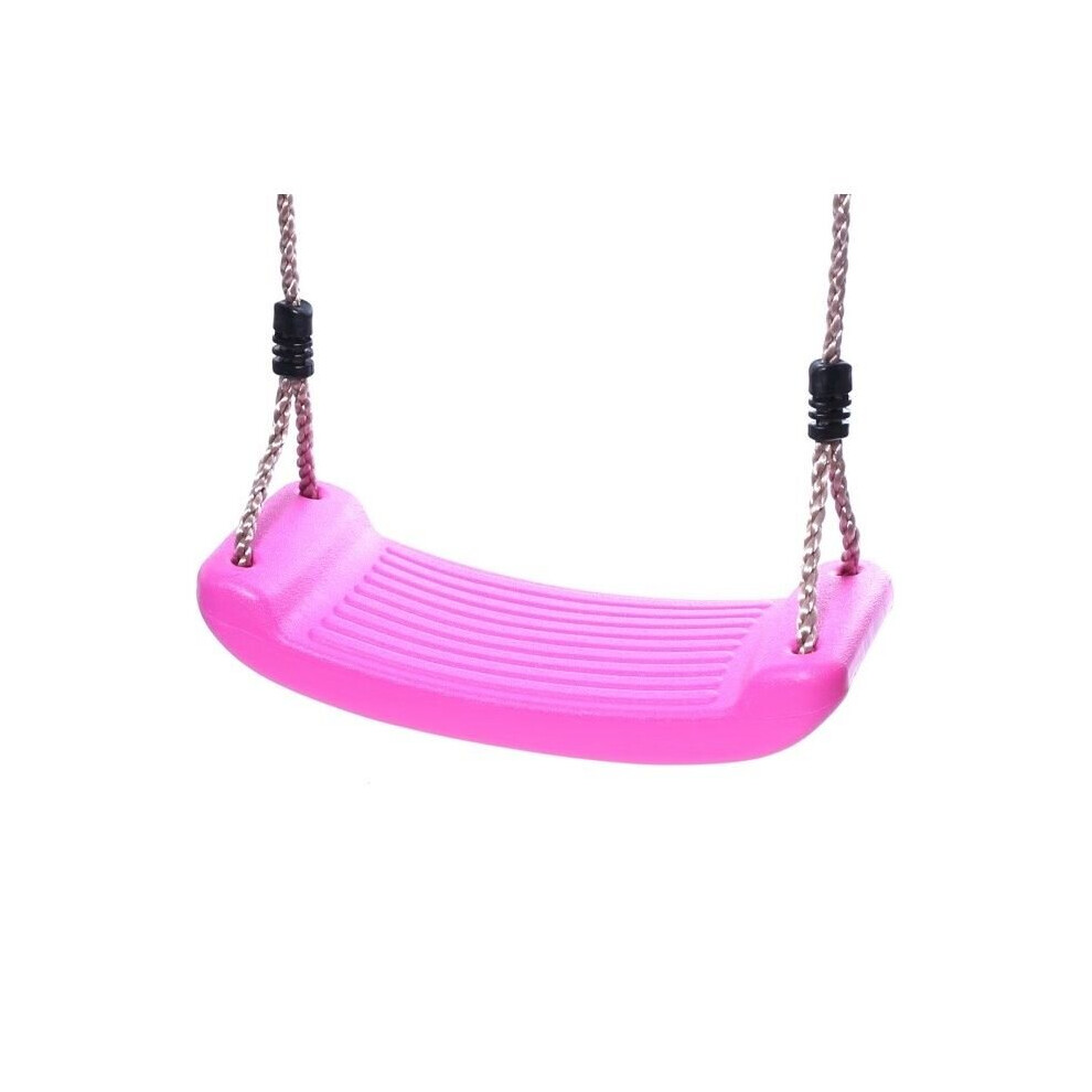 (Pink) Rebo Children's Swing Seat with Adjustable Ropes - Perfect for Swing Sets and Climbing Frames