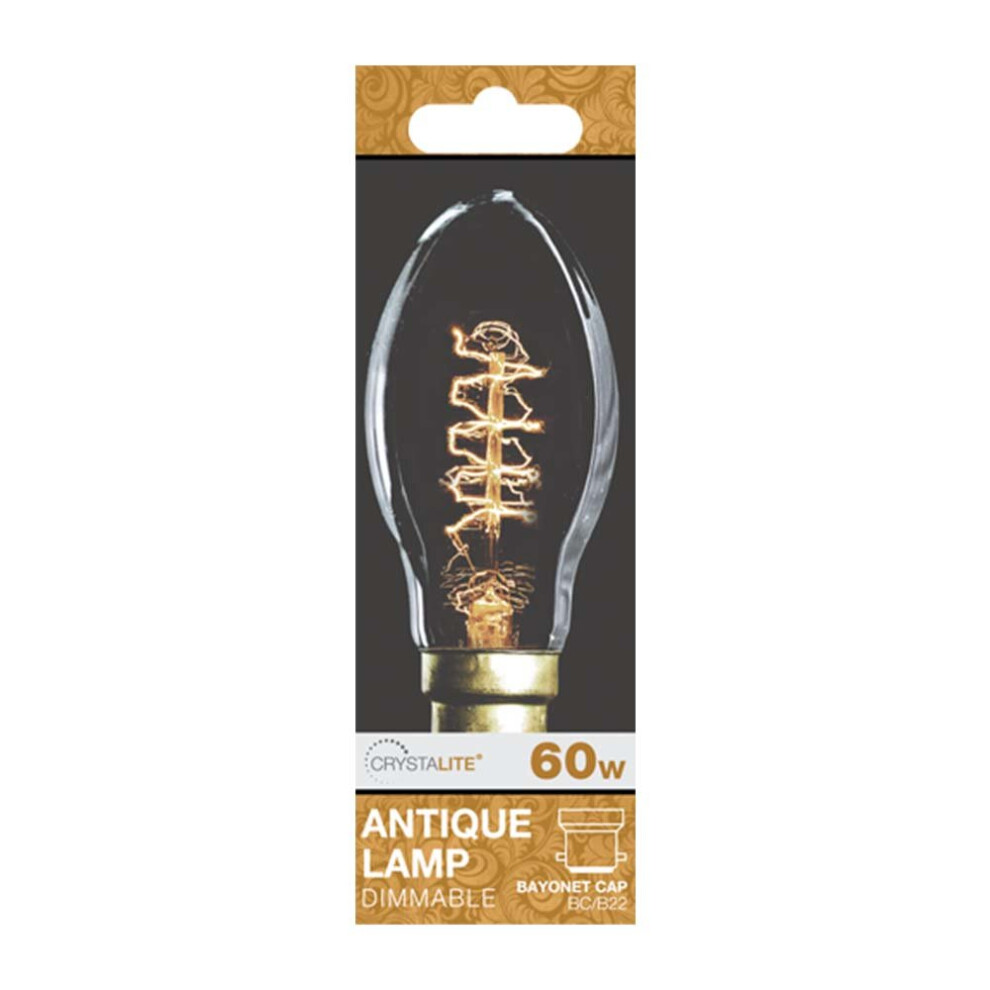 60w Crystalite Antique ED54 Elliptical BC Clear Spiral Filament 3170666