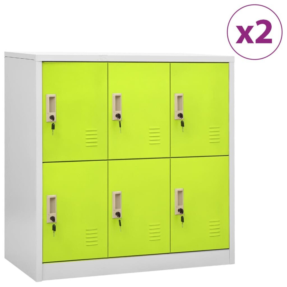 vidaXL 2x Locker Cabinets Light Grey and Green Steel Office Storage Cabinet