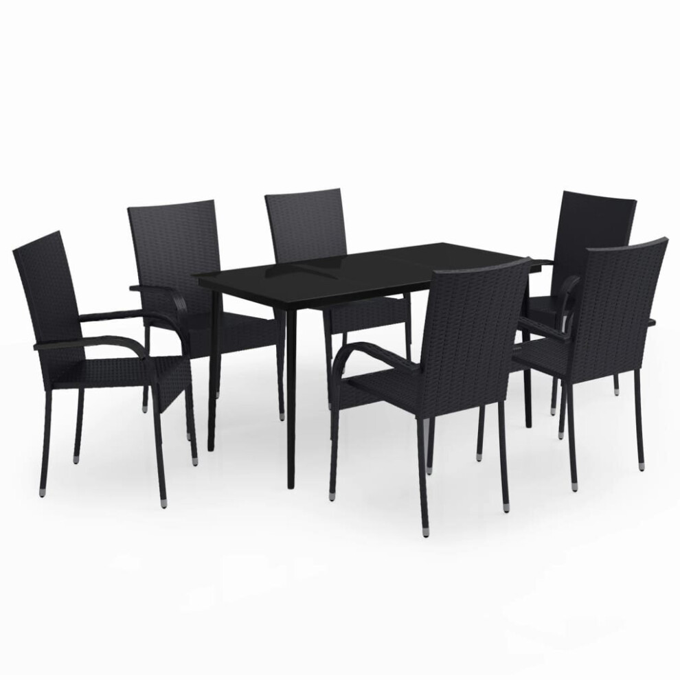 vidaXL Garden Dining Set 7 Piece Black Patio Outdoor Table and Chair Furniture