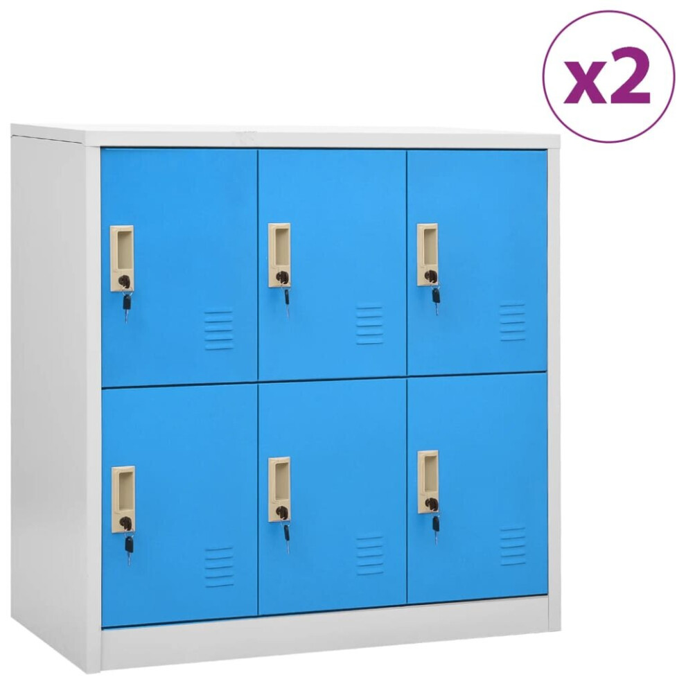 vidaXL 2x Locker Cabinets Light Grey and Blue Steel Office Storage Cabinet