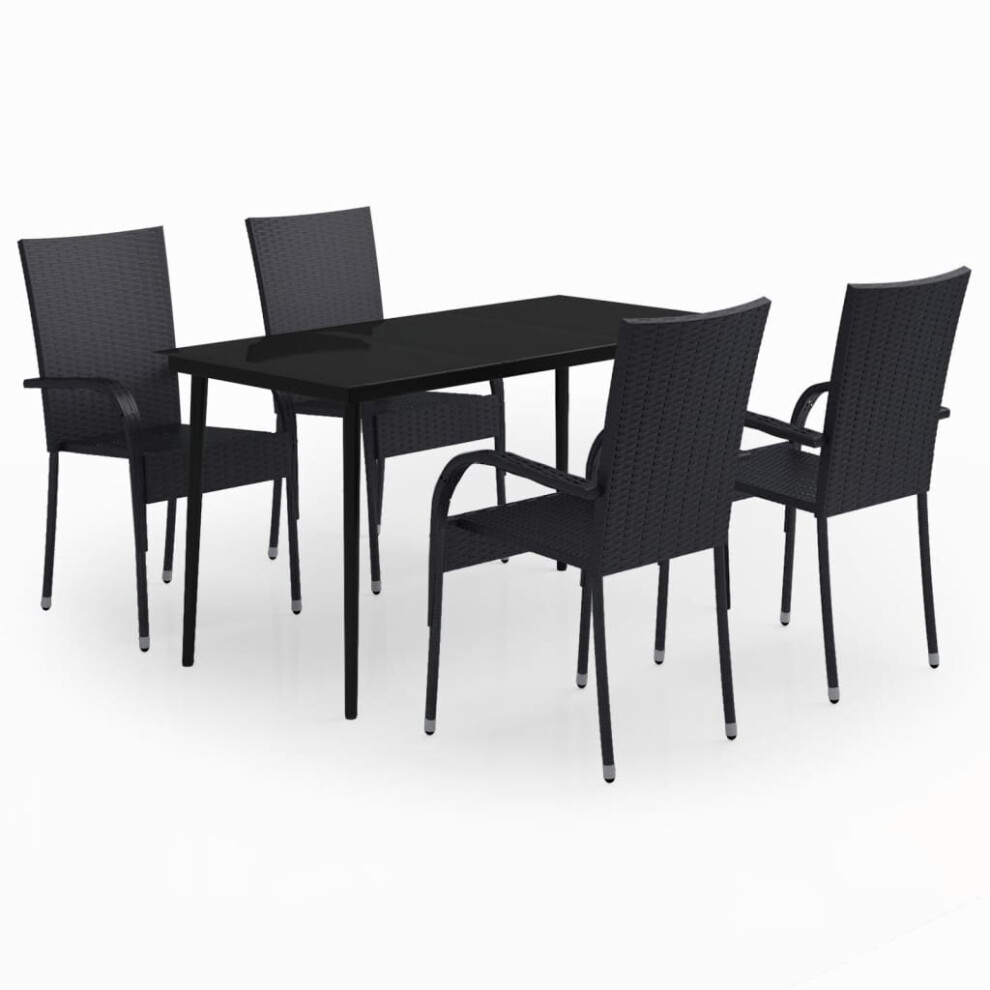 vidaXL Garden Dining Set 5 Piece Black Patio Outdoor Table and Chair Furniture