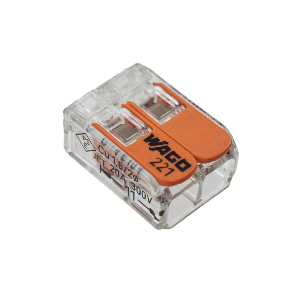 Wago 2 Way 221 Series Compact Lever Splicing Connectors (100 pieces) 221-412