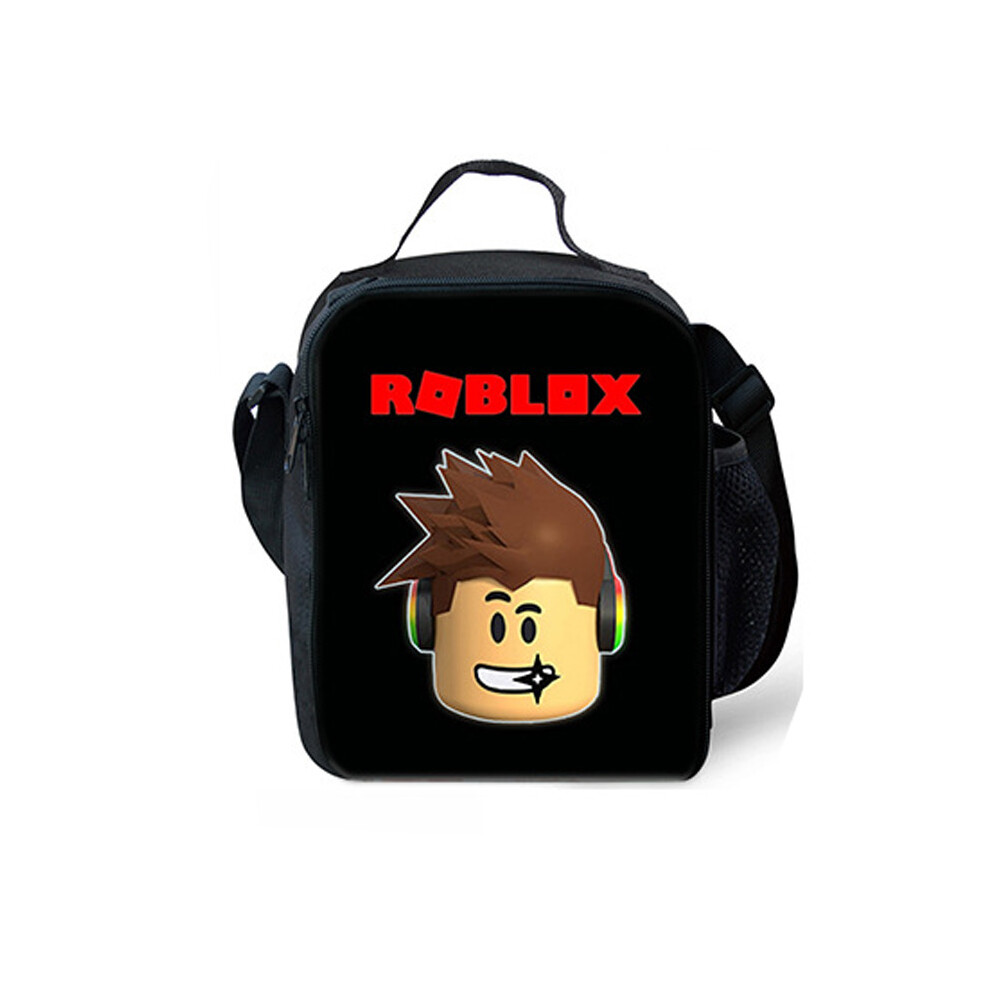 (Lunch Bag-) Roblox Backpack Lunch Bag Box Pencil Pouch Large Cpacity Schoolbag Black
