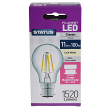 LED BC GLS 11W Filament Lamp 1520lm Cool White 4000K Equiv. 100W B22 128x70mm (11SFGBCCW1PKB8)