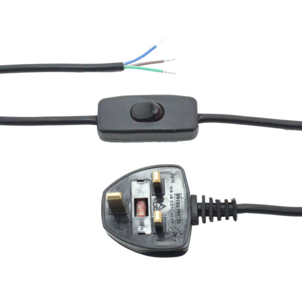 Black 3 Core With In Line Switch & Plug 2.5m Long 82994