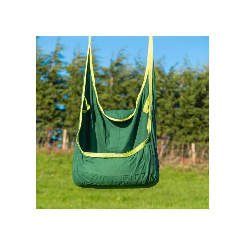 (Green) Rebo Children's Hanging Cocoon Pod Chair Hammock Swing Seat - Perfect for Swing Sets and Climbing Frames