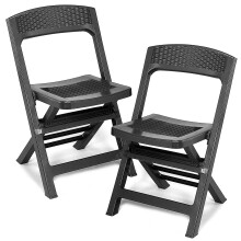 (2, Anthracite ) Collapsible Outdoor Folding Garden Chair Outdoor Camping Patio Black Lounge Seat