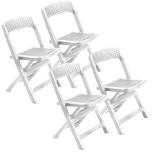 (4, White ) Collapsible Outdoor Folding Garden Chair Outdoor Camping Patio Black Lounge Seat