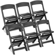 (6, Anthracite ) Collapsible Outdoor Folding Garden Chair Outdoor Camping Patio Black Lounge Seat