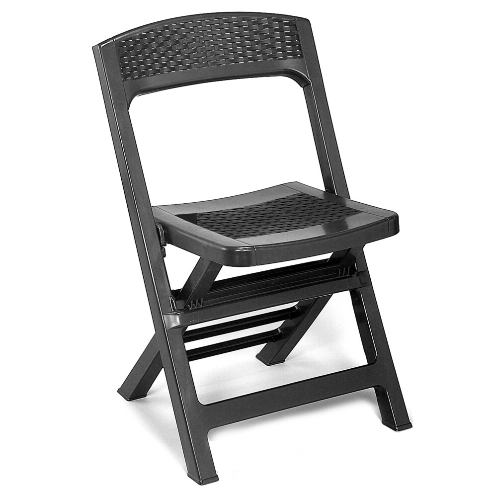(1, Anthracite ) Collapsible Outdoor Folding Garden Chair Outdoor Camping Patio Black Lounge Seat
