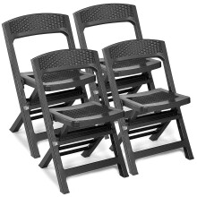(4, Anthracite ) Collapsible Outdoor Folding Garden Chair Outdoor Camping Patio Black Lounge Seat