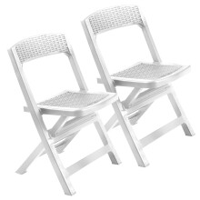 (2, White ) Collapsible Outdoor Folding Garden Chair Outdoor Camping Patio Black Lounge Seat