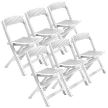 (6, White ) Collapsible Outdoor Folding Garden Chair Outdoor Camping Patio Black Lounge Seat