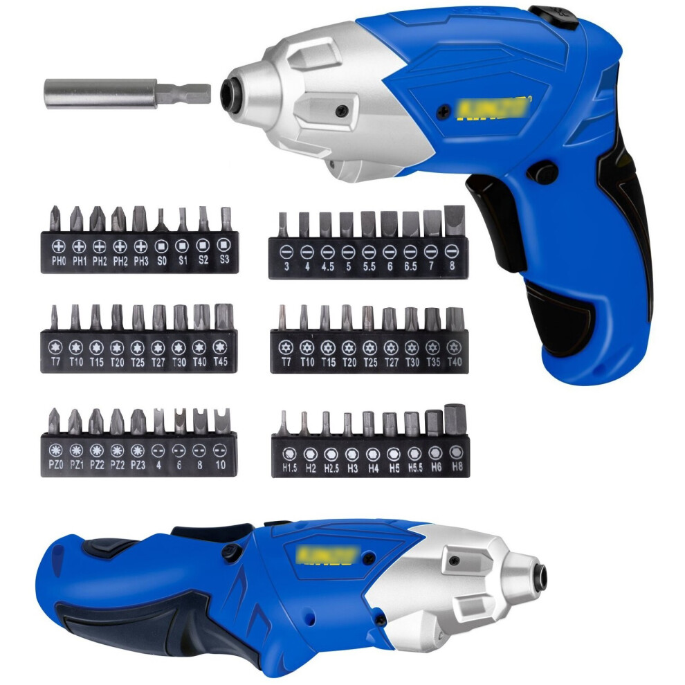 3.6V Cordless Mini Screwdriver Set W/ 54 Screw Bits USB Rechargeable LED Li-ion