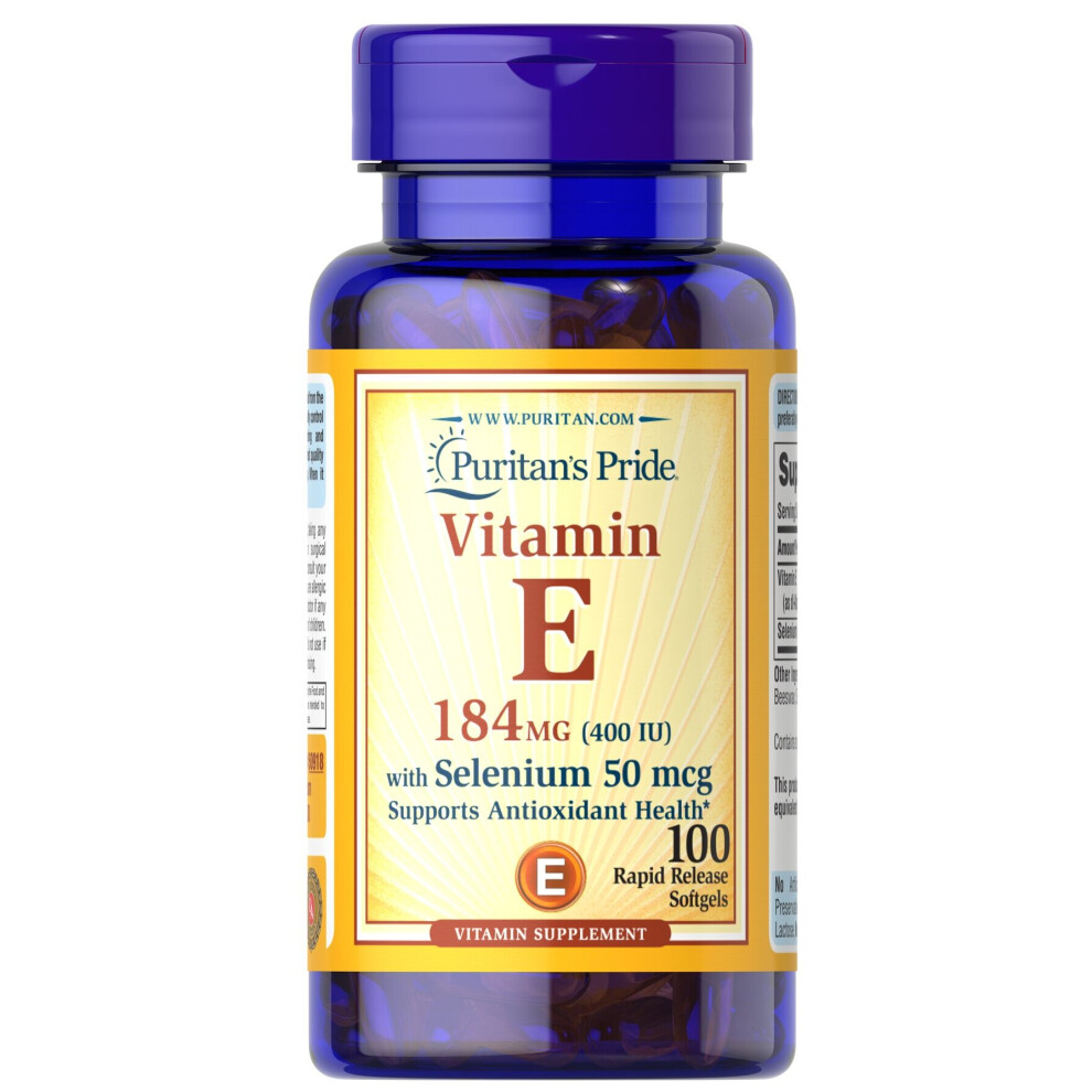 PURITAN'S PRIDE Vitamin E 400 IU with Selenium 50mcg, 100 Softgels