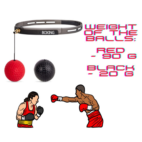 (Red + Black) Boxing Reflex Headband, Improving Reaction Speed 1