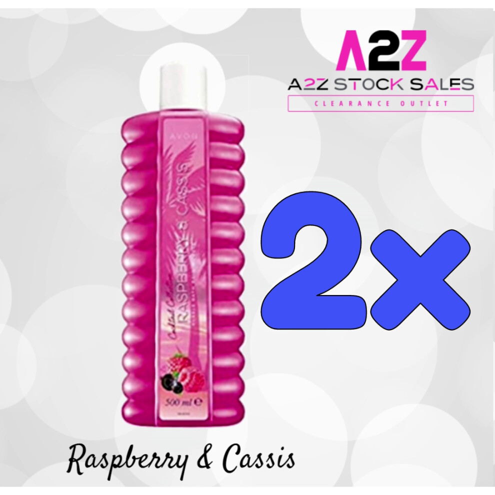 2 X Avon Raspberry & Cassis Scented Bubble Bath 500ml