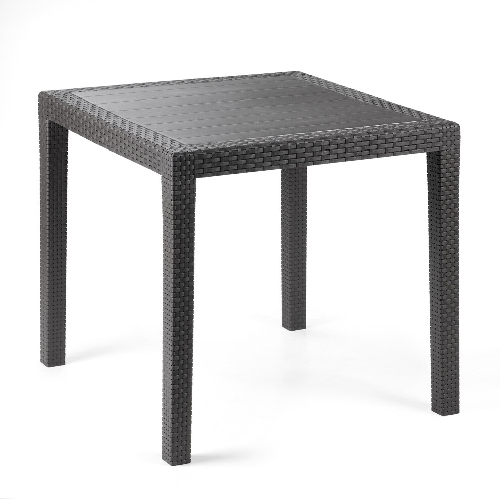 Urbn-Garden (Anthracite ) Square Garden Plastic Patio Dining Whether Proof Table Indoor Outdoors Furniture Black