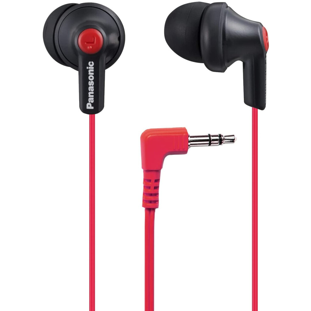 Panasonic ErgoFit Earbuds Headphones Clear Sound (S/M/L) Black/Red