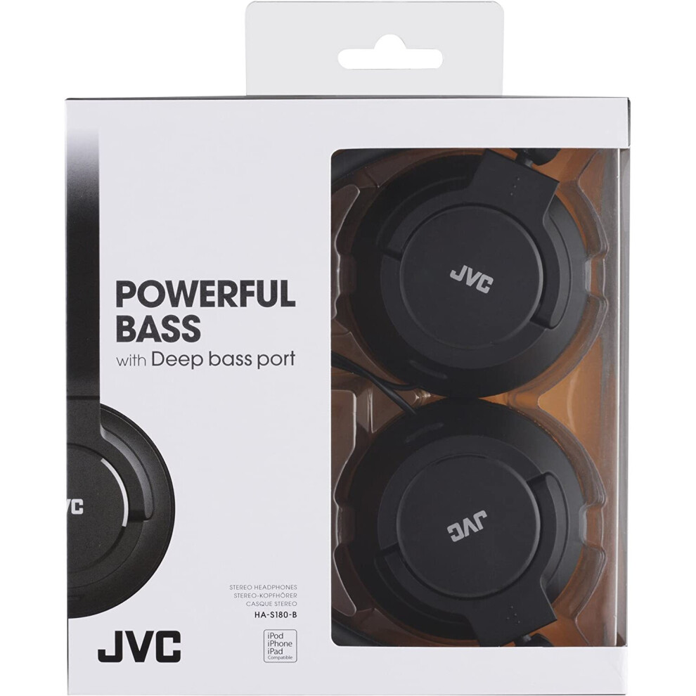 JVC Foldable Lightweight Powerful Bass Over-Ear Headphones - Black