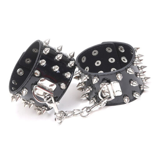 PU Leather Spiked Ankle & Wrist Cuffs (Black)