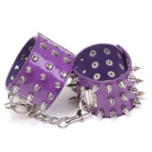 PU Leather Spiked Ankle & Wrist Cuffs (Purple)