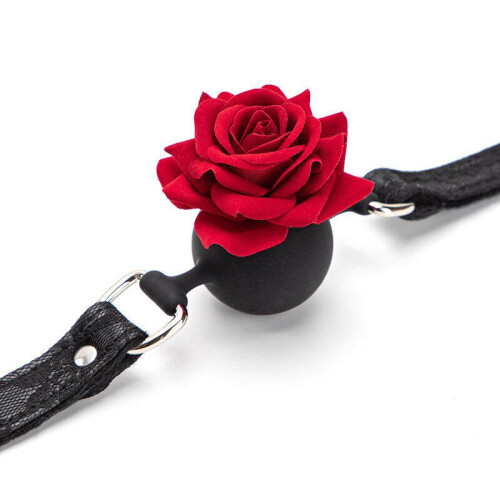 Red Rose Ball Gag (Black) 1