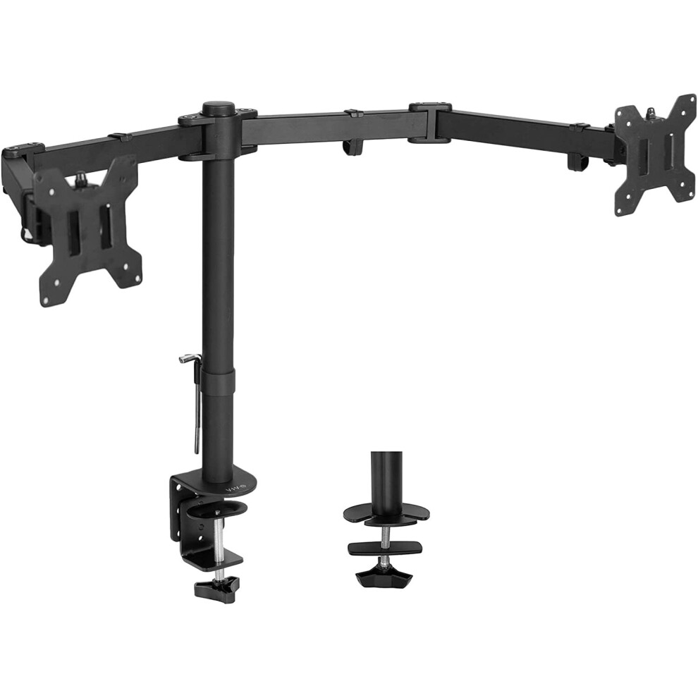 VIVO Full Motion Dual Monitor Desk Mount Clamp Stand VESA , Double Center Arm Joint, Holds 2 Screens up to 34 inches, STAND-V102D