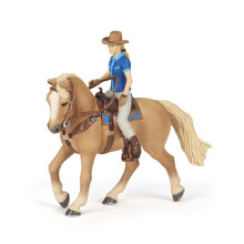 Papo - Estatueta Cavalo western e sua cavaleira