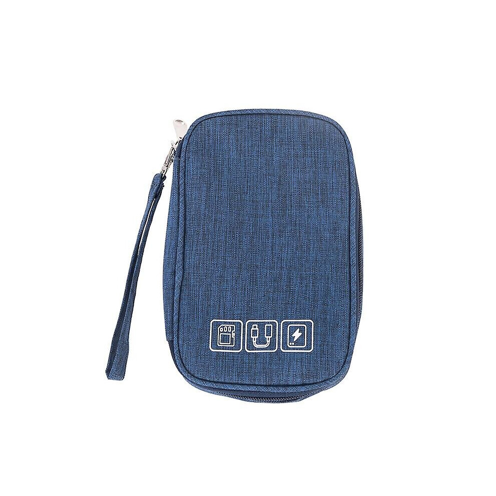 (Blue) Cable Organizer Bag Electronic Accessories Storage Case For Usb And Charger 764799502137