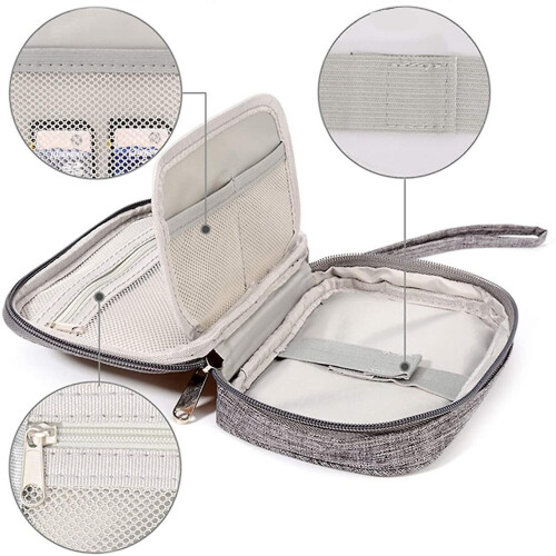 (Grey) Cable Organizer Bag Electronic Accessories Storage Case For Usb And Charger 2