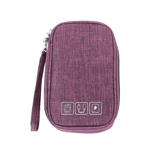 (Purple) Cable Organizer Bag Electronic Accessories Storage Case For Usb And Charger