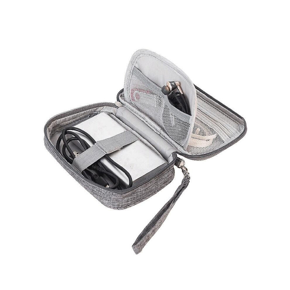 (Grey) Cable Organizer Bag Electronic Accessories Storage Case For Usb And Charger Grey