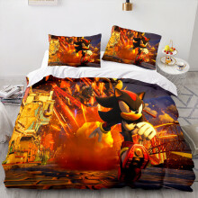 (Single-135x200cm, 1) Sonic Kids Single Double Bed Linen 3D Duvet Cover Set