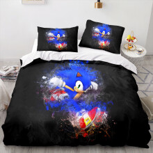 (Double-200x200cm, 13) Sonic Kids Single Double Bed Linen 3D Duvet Cover Set