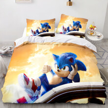 (Double-200x200cm, 8) Sonic Kids Single Double Bed Linen 3D Duvet Cover Set