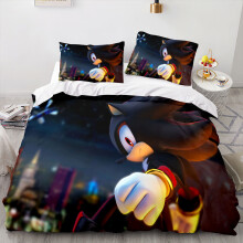 (King-240x220cm, 10) Sonic Kids Single Double Bed Linen 3D Duvet Cover Set