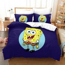 (Double-200x200cm, 13) SpongeBob SquarePants Kids Single Double Bed Linen 3D Duvet Cover Set