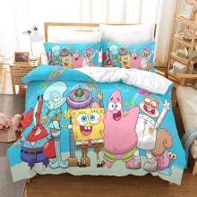 (King-240x220cm, 1) SpongeBob SquarePants Kids Single Double Bed Linen 3D Duvet Cover Set