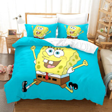 (Double-200x200cm, 12) SpongeBob SquarePants Kids Single Double Bed Linen 3D Duvet Cover Set